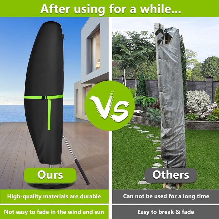 Чохол для парасольки GEMITTO, водонепроникний, 280x30x81/46 см, для парасольки 2-4 м, 420D, захист від вітру та сонця