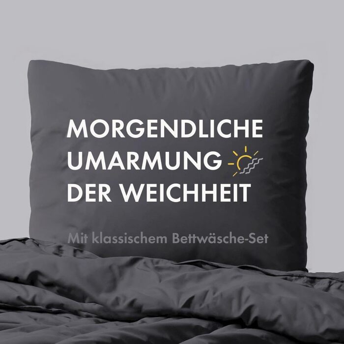 Комплект постільної білизни Sleeptime 200x200, 3-частини - 100% бавовна (200x200 см + 2x 80x80 см) - Oeko-TEX®, блискавка, легкий догляд, дихаючий, приємний до шкіри, антрацит-сірий