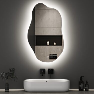 Дзеркало для ванної кімнати Boromal з підсвічуванням, овальне LED, 50x90 см, сенсорне керування, диммування, 3 кольори світла, стиль Jy02