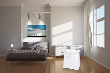 WENKO 2в1 пуф-кошик Wing Білий - для збору білизни, табурет для ванної кімнати з винімним мішком для білизни, об'єм 33 л, пластик (ABS), 45 x 48 x 33 см, білий