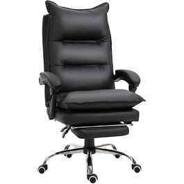 Офісний стілець Vinsetto з підставкою для ніг, регульований по висоті, поворотний, зі штучної шкіри, чорний