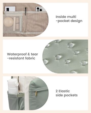 LOVEVOOK Рюкзак для жінок, 15.6 дюймів, рюкзак для школи, дівиччий рюкзак з відділенням для ноутбука, водонепроникний, для подорожей, роботи, навчання, рюкзак для університету, офісу, відпочинку, 15.6 дюймів, 1 світло-зелено-бежевий