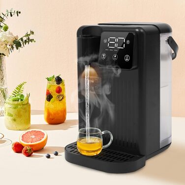 Диспенсер гарячої води з фільтром, 3 л, регулювання температури, сенсорний дисплей, нагрів за 3 сек, 25-99°C (чорний)