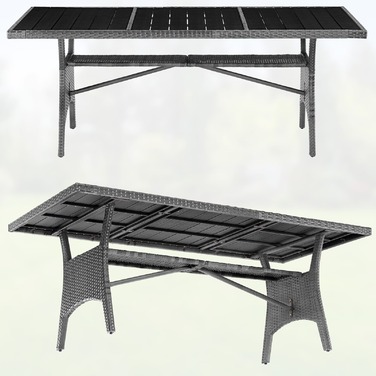 Стіл садовий з поліротанга Takeo Grey 190x90x75см WPC