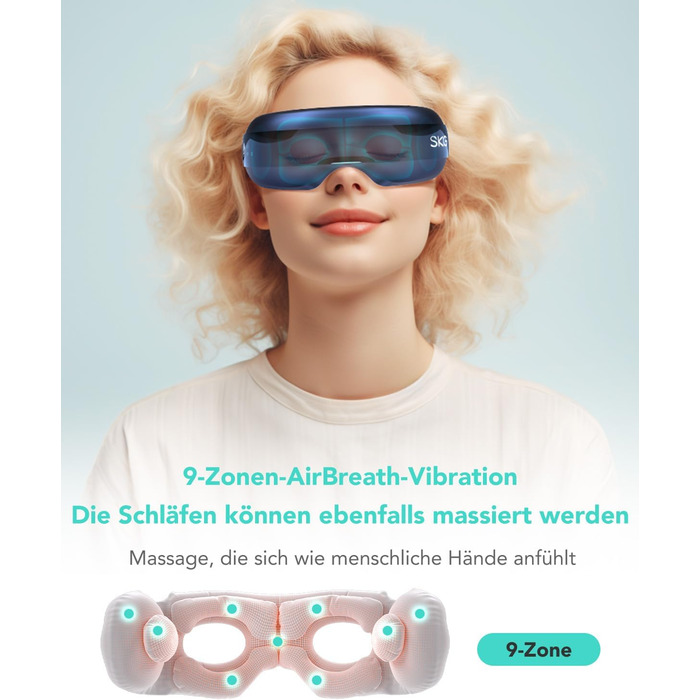 Масажер для очей SKG E3 PRO з підігрівом, вібрацією та Bluetooth, маска для очей від темних кіл та сухості, покращує сон, подарунок для всієї родини