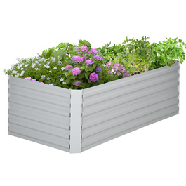 Outsunny Сталева піднята грядка, Грядка з холодним каркасом Садова клумба Flower Box Pluggable, Кашпо Box 180x90x60см для саду, балконного патіо, овочевої грядки для квітів, рослин, фруктів