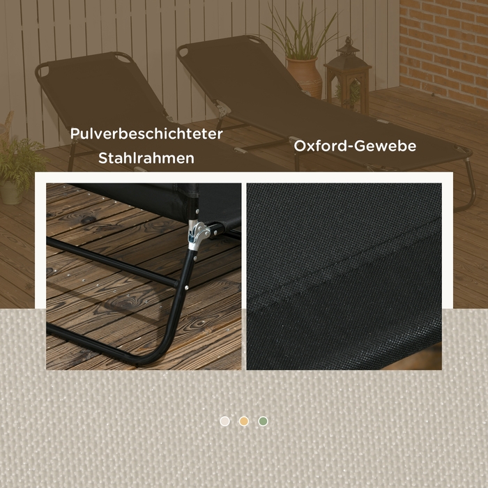 Набір з 2 сонячних лежаків, розкладні садові лежаки з 5-рівневим регулюванням спинки та максимальною вагою користувача до 120 кг