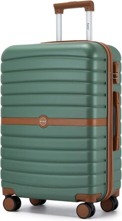 Чемодан KONO середнього розміру 66см з ABS+PC, з подвійними колесами та кодовим замком (Темно-зелений/Коричневий)
