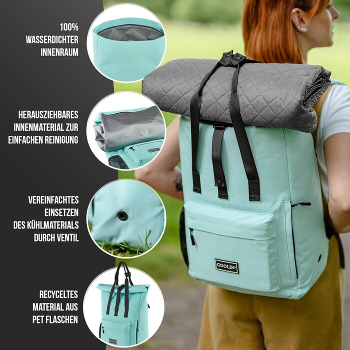 Терморюкзак Coolin' Kühlrrucksack 30L: для пікніків, пляжу, походів. Білий (М'ятний)