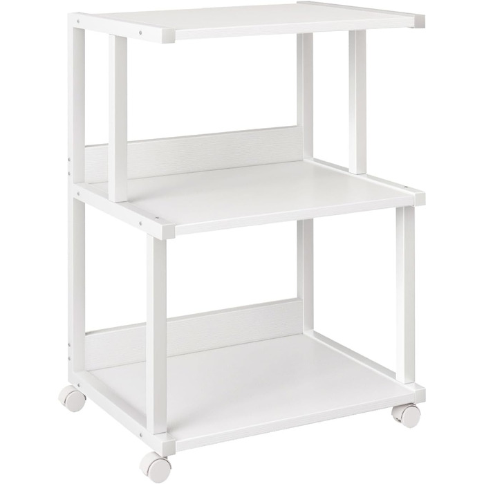 Стійка для принтера IBUYKE з полицею, 3-рівнева, на колесах, для офісу та дому, мобільна, для термопреса, мікрохвильової печі та міні-холодильника TPS001H (Weiß)