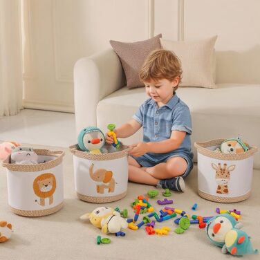 Набір кошиків для зберігання 3 шт. плетені кошики для іграшок, білизни, дитяча кімната, органайзер для іграшок, одягу, м'яких іграшок, місткі та надійні кошики, жовтий колір