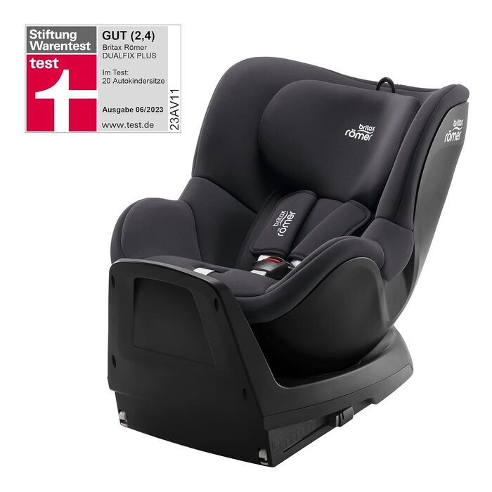 Автокрісло BRITAX RMER DUALFIX PLUS, включаючи вкладиш для новонароджених та ISOFIX, для дітей від 40 до 105 см (i-Size), народження - 4 роки, Midnight Grey