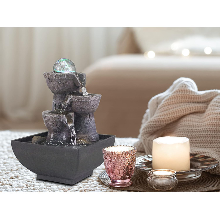 BEPER P201UTP200: Кімнатний фонтан-водоспад з підсвічуванням, Zen, чорний, невеликий