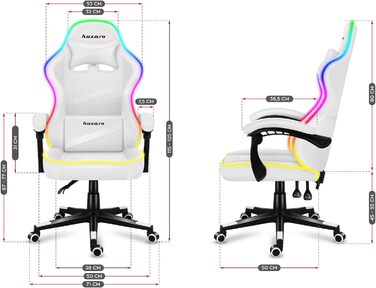 Білий Світлодіодне освітлення Ігрове крісло Офісне крісло Стілець Ергономічна тканина зі штучної шкіри Підголівник Поперекова подушка Регулюється по висоті Функція гойдання Вантажопідйомність 130 кг Білий Білий Rgb, 4.4 RGB