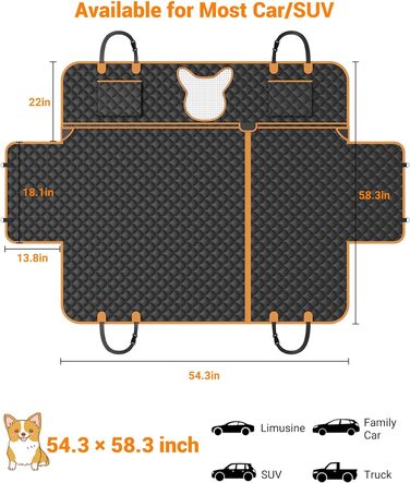 Автоковдра для собак Honeyguaridan 138x148 см чорна