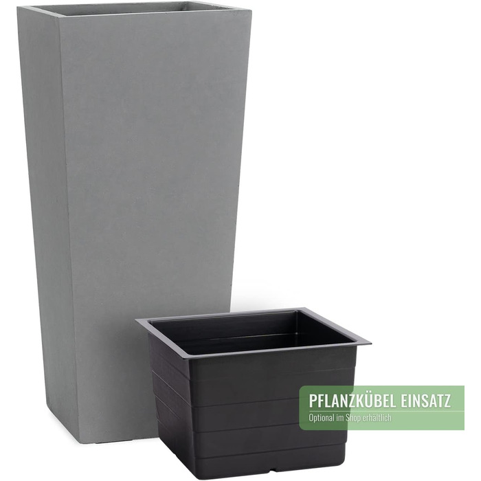 Планцверк® Горщик для рослин з фібергласу конічної форми, 70x33x33 см, стійкий до погодних умов, преміум-якість, покриття Lotus-Effekt, сірий