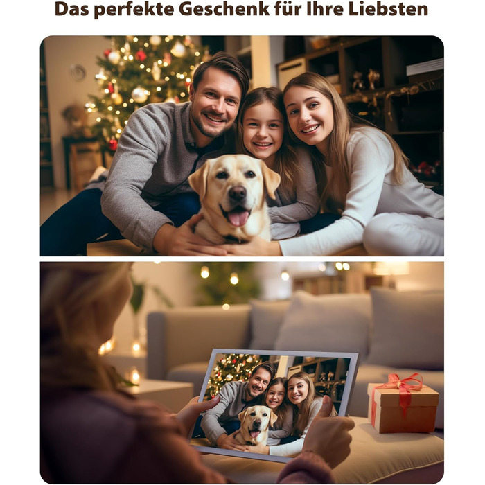 Цифровий фоторамка 10.1 дюйма Wi-Fi з 64 ГБ пам'яті, IPS сенсорний дисплей 1280*800, ділитися фото/відео через додаток Frameo