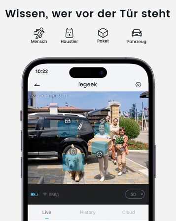 Відеодзвінок ieGeek 2K з камерою: бездротовий, водонепроникний (IP66), AI-розпізнавання руху, нічне бачення, без підписки, сумісний з Alexa, Wi-Fi 2.4GHz, з внутрішнім дзвінком (білий/сірий)