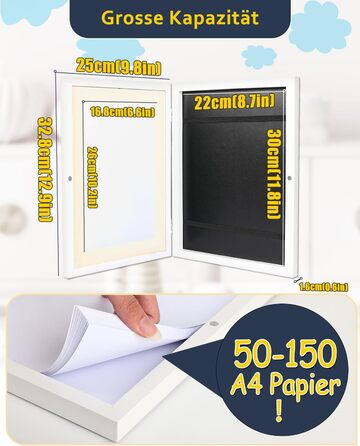Рамка для дитячих малюнків Ciscle, A3, для творчості та робіт, з фронтальним відкриванням, 1 шт. (біла)