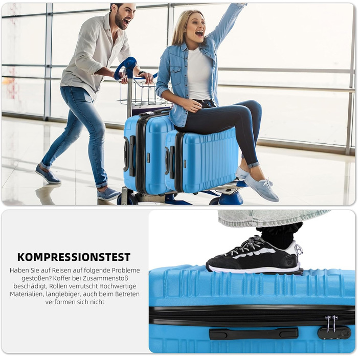 Набір валіз Beibye з жорстким корпусом (Турквіс) - валіза-тролі, валіза для подорожей, набір валіз