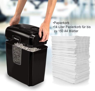 Fellowes Шредер для документів P4, чорний – Cross Cut, 15 л, знищення кредитних карт та скріпок
