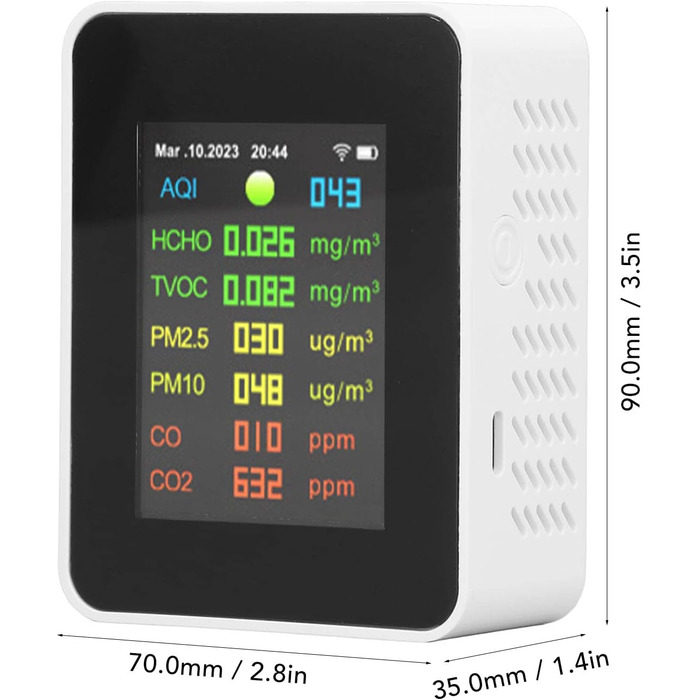 DEWIN 9-в-1 Монітор Якості Повітря, WiFi-детектор, тестер якості повітря, LCD-дисплей, багатофункціональний прилад для вимірювання якості повітря в приміщенні