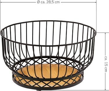 Кошик для фруктів bremermann, Ø 28,5 см, матовий чорний, бамбукова основа