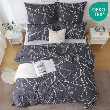 Комплект постільної білизни TOCOMOA 4 предмети White Flowers & Leaf, Oeko-TEX, 2 підковдри 135x200, 2 наволочки 80x80