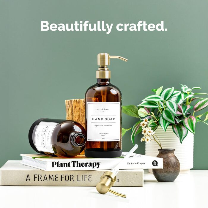 Набір дозаторів для мила 2 шт. з нержавіючою помпою, скляні, 475 мл (набір для кухні та ванної кімнати)