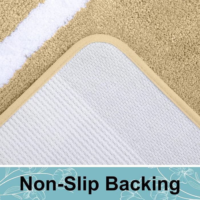 Набір килимків для ванної кімнати Homaxy: антиковзаючі, м'які, з мікрофібри, пухнасті. 2 шт. (40x60 см + 50x76 см), бежевий колір