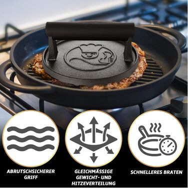 Пресс для бургерів з чавуну Gourmet Easy | Smasher для смачних гамбургерів та Smash Burger (Ø15см)