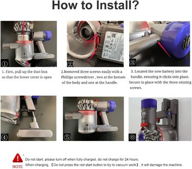 Акумулятор ARyee V8 для пилососа серії Dyson V8 з щіткою, фільтром попереднього очищення, постфільтром