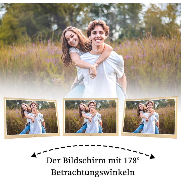 Цифровий фоторамка TSITSC 8.7 дюйма, IPS-екран 1024*768, календар, музика, фото/відео програвач, підтримка USB/SD, з пультом дистанційного керування (Чорний) (12 дюймів Золотий)