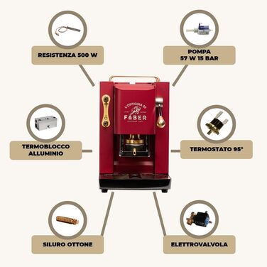 Кавомашина Faber Pro Deluxe з міді та вафельниця з Ese Paper 44 мм (Червоний)