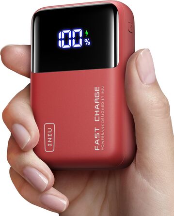 Power Bank INIU Mini 25000mAh 100W: зарядний пристрій для телефону та ноутбука, швидка зарядка, портативний, сумісний з MacBook, iPhone, Samsung, Steam Deck, червоний