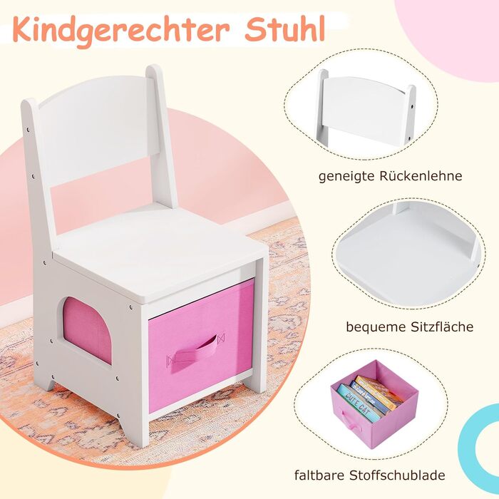 Детский туалетный столик COSTWAY в форме медведя с подсветкой, зеркалом, шкафчиком, 5 ящиками и отделениями, из дерева, для девочек от 3 лет