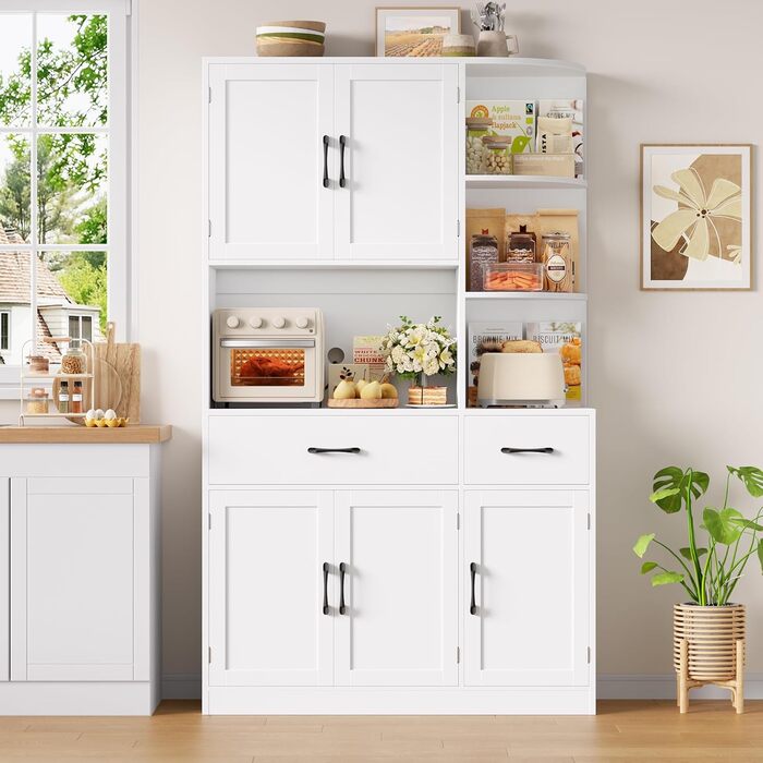 Кухонна шафа HOCSOK з 5 дверцятами, буфет, комод-бійлер, полиці, 2 шухляди, 177 x 104 x 34 см