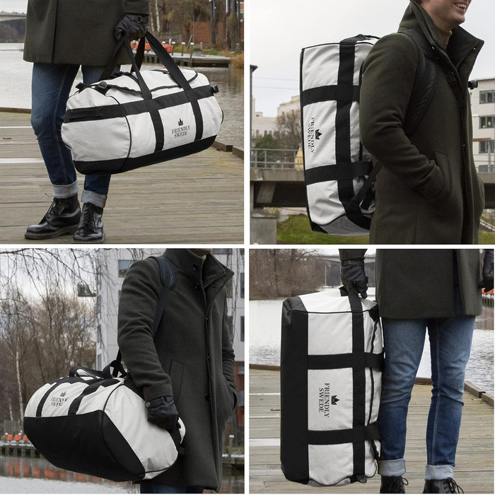 Водонепроникна дорожня сумка Friendly Swede Duffle Bag Рюкзак - 30 л / 60 л / 90 л - речовий мішок, речовий сухий мішок з функцією рюкзака - SANDHAMN білий, 60л