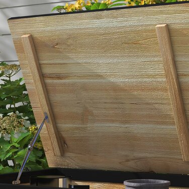 Outsunny Garden Box Дерев'яна коробка для подушок 121 л з колесами, погодозахищена коробка для зберігання для балкона, патіо, природи