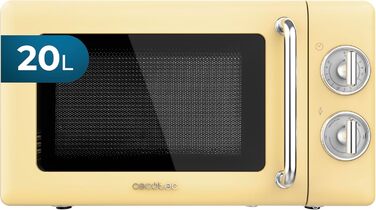 Мікрохвильова піч Cecotec Proclean 3010 Retro, 20 л, 700 Вт, механічне керування, 6 режимів, таймер 30 хв, режим розморожування, вінтажний дизайн, зелена, сталь