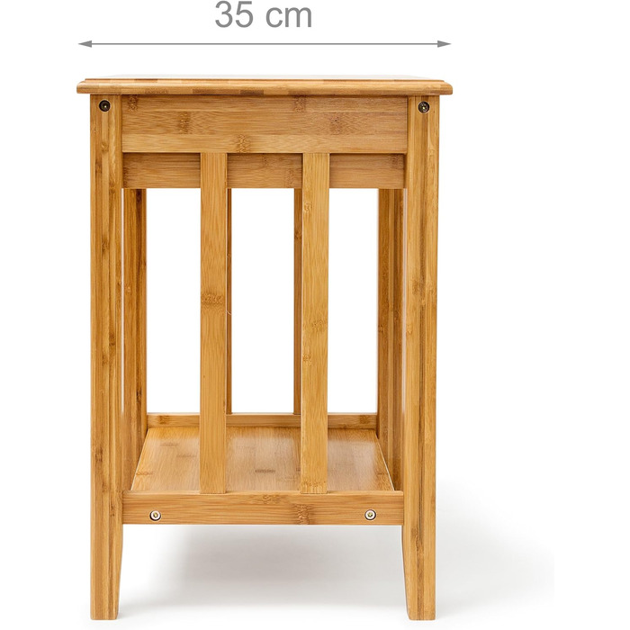 Бамбуковий журнальний столик Relaxdays з шухлядою В x Ш x Г приблизно 51,5 x 40,5 x 30,5 см Приліжкова тумбочка з міцного дерева як вузька приліжкова консоль з висувним ящиком у вигляді невеликого столика з 2 полицями, натуральна Одномісний