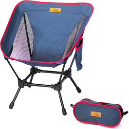 Складне крісло для кемпінгу MOUNTREX особливо стійке, легке та компактне (до 120 кг) - Складаний стілець із сумкою для перенесення - Рибальське крісло, крісло для кемпінгу, пляжне крісло - широке сидіння, складне (синє)