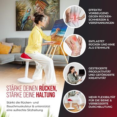 Офісний стілець SH-01 Zip з знімним чохлом | Ергономічний стілець-пуф | Сертифікований IGR | Для роботи та відпочинку | З ефектом гойдання | Регулювання висоти 58-83 см (ZIP, Червоний)