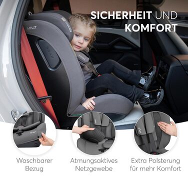 Автокрісло KikkaBoo i-Size i-FLIT 9-36 кг ISOFIX, група 1/2/3, 15 місяців - 12 років, з системою SPS, Top Tether, регульованою підголівником (чорне)