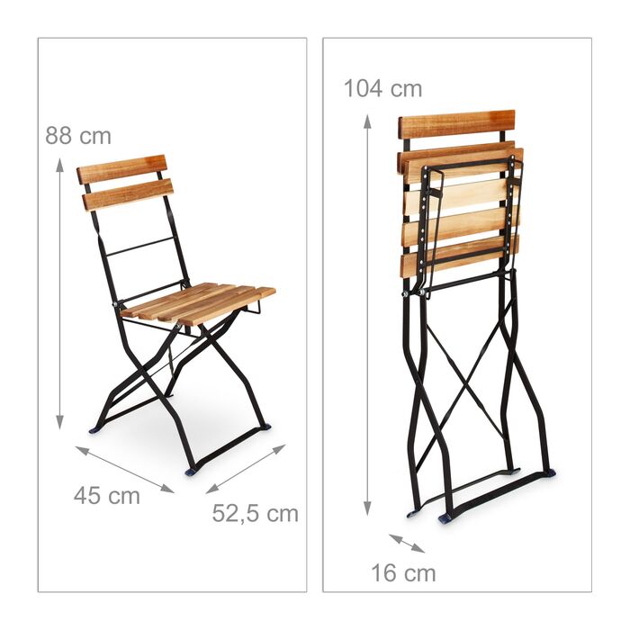 Набір садово-патіо стільців Relaxdays (4 шт.) з натурального дерева