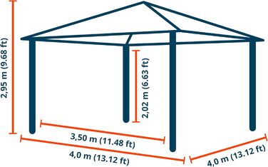 Павільйон садовий TOOLPORT з імітацією дерева, сталевий дах Hardtop, 4 стінки (4x4 м, шампань)