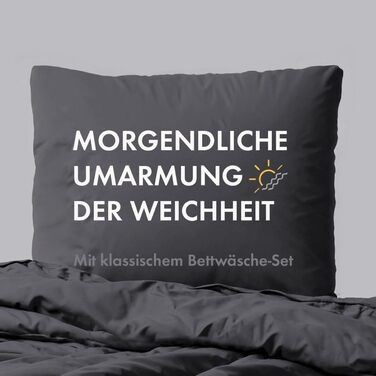 Комплект постільної білизни Sleeptime 200x200, 3-частини - 100% бавовна (200x200 см + 2x 80x80 см) - Oeko-TEX®, блискавка, легкий догляд, дихаючий, приємний до шкіри, антрацит-сірий