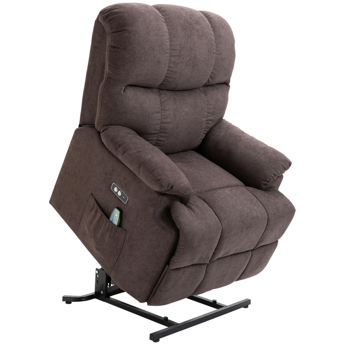 Масажне крісло HOMCOM з кріслом Sit-to-Stand, електричне крісло з 8 вібраційними точками масажу, регульоване крісло для телевізора, інтерфейс USB, оксамитовий темно-коричневий