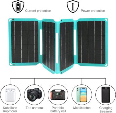 Сонячна панель 28 Вт, складна сонячна панель - монокристалічний зарядний пристрій для сонячної панелі ETFE, портативний сонячний зарядний пристрій з Type-C, DC, USB, 3 виходами для кемпінгу або походів, камера, акумулятор 12 В, мобільний телефон, ноутбук 