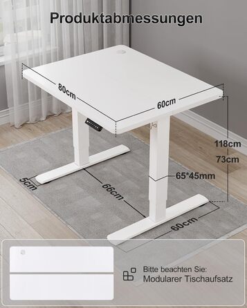 Дитячий електричний стіл Airfish, 80x60 см, регулювання висоти, пам'ять, для дому/офісу, білий